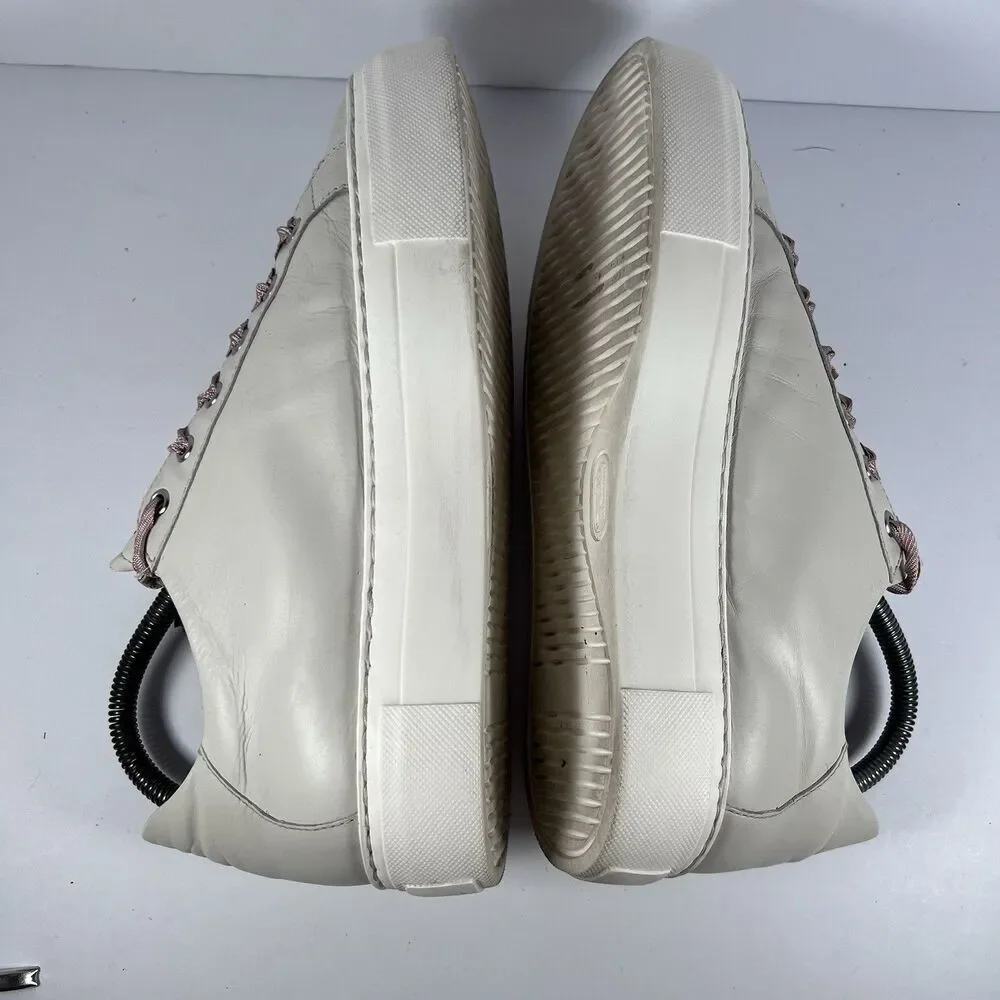 AGL D925233 Leather Platform Side Zip Satin Lace Sneakers EU 39 US 9